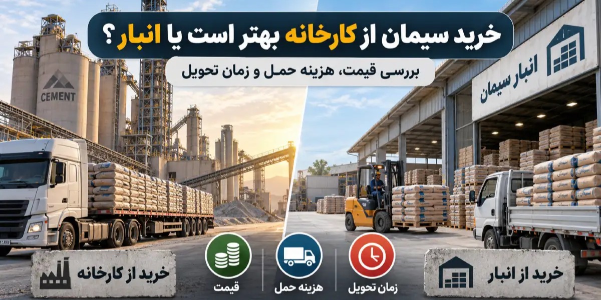 خرید سیمان از کارخانه بهتر است یا انبار؟ بررسی قیمت، هزینه حمل و زمان تحویل